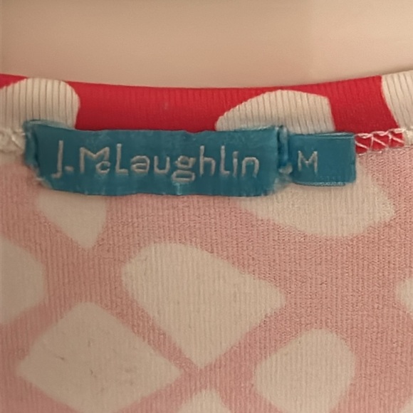 J. McLaughlin Pink and White Geometric Top - Picture 3 of 8